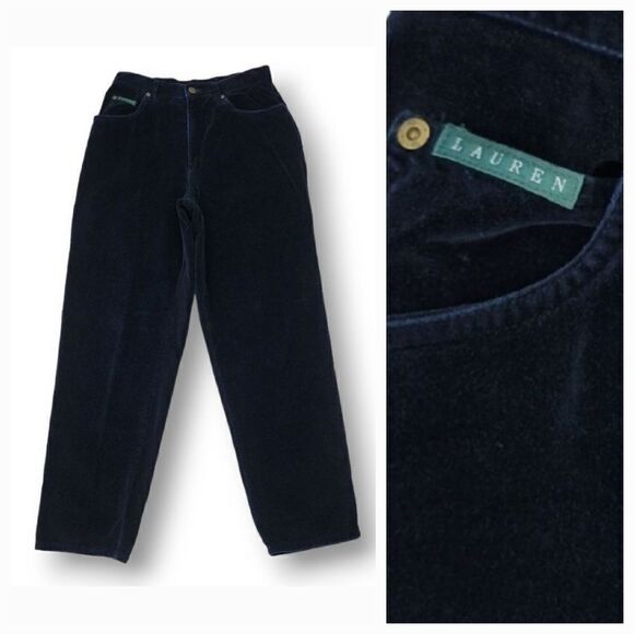 Vintage 90s Y2K Ralph Lauren Wide Leg High Rise Mom Velvet Jeans Size 10 - Picture 1 of 10